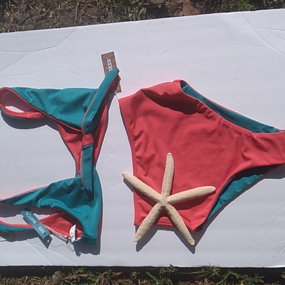 Nwt Coral & Turquoise Reversible Bikini - Picture 5 of 10